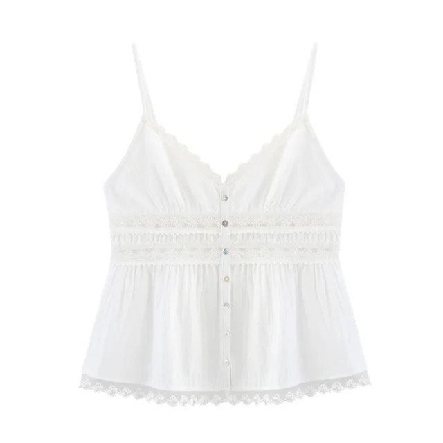 Solid Color Embroidered Lace Top White - Shop at LoveMi
