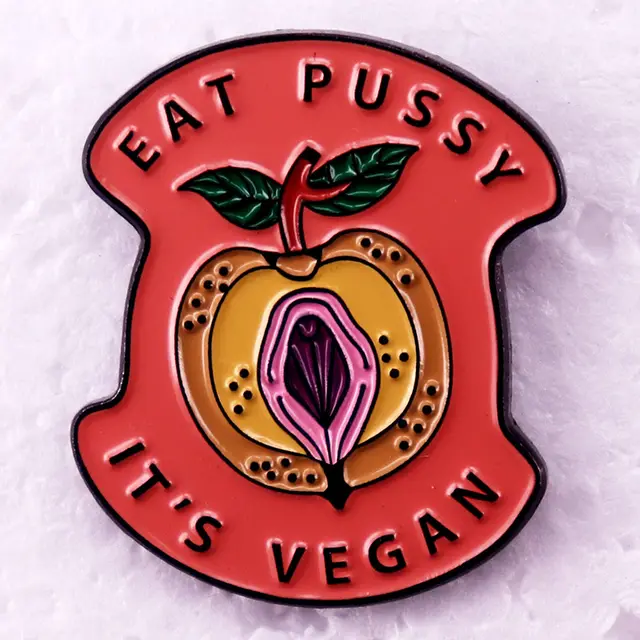 Vegetarian Humor Badge Brooch Black - Shop at LoveMi