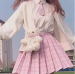 Japanese College Style Long Short Sleeved Pleated Skirt - Girls Worry Dress-Xs - View 1