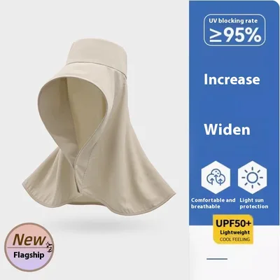 Shawl Sun Hat Plus sized Sun Protection Foldable Oversized Shawl Hat Beige - Shop at LoveMi