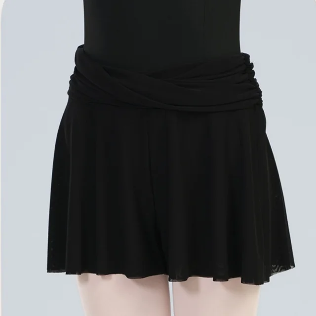 Classical Dance Practice Pants Soft Mesh Waist Head Short Pantskirt Black - Shop at LoveMi