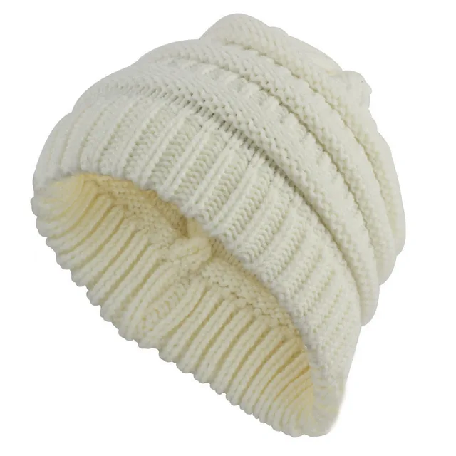 Personalized Women's Ponytail Knitted Wool Hat White - Shop at LoveMi
