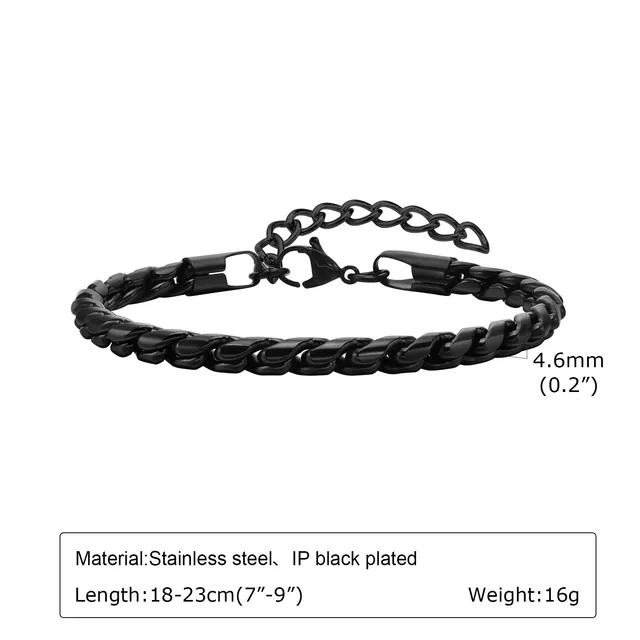 Retro Old Twist Geometric Square Stainless Steel Bracelet Black Br1766 - Shop at LoveMi