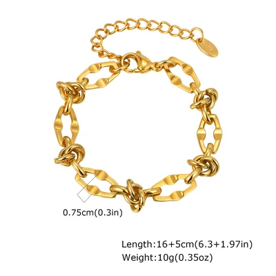 Retro Old Twist Geometric Square Stainless Steel Bracelet Golden Br242516 5Cm - Shop at LoveMi