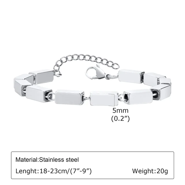 Retro Old Twist Geometric Square Stainless Steel Bracelet Steel Color Br1768 - Shop at LoveMi