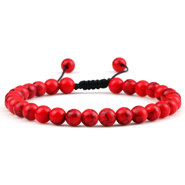 Hand woven Fashion Haematite Beaded Bracelet Black Line Red Turquoise - Shop at LoveMi