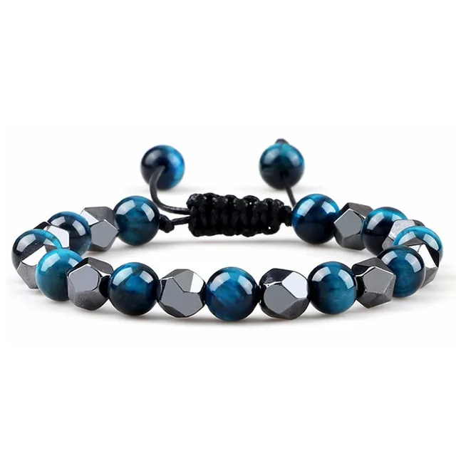 Cut Haematite Woven Tiger eye Bracelet 5 Dark Blue Tiger Eye - Shop at LoveMi