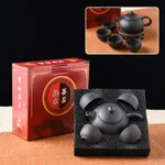 All Black 1 Pot 4 Cups