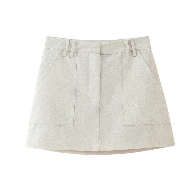 Round Neck Multi breasted Vest Top Pocket Decoration High Waist Skirt Skirt - Shop at LoveMi