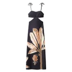 Slim-fit Black Midriff Outfit Backless Suspender Dress