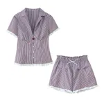 Retro Plaid Shirt Shorts Suit - Suit-M