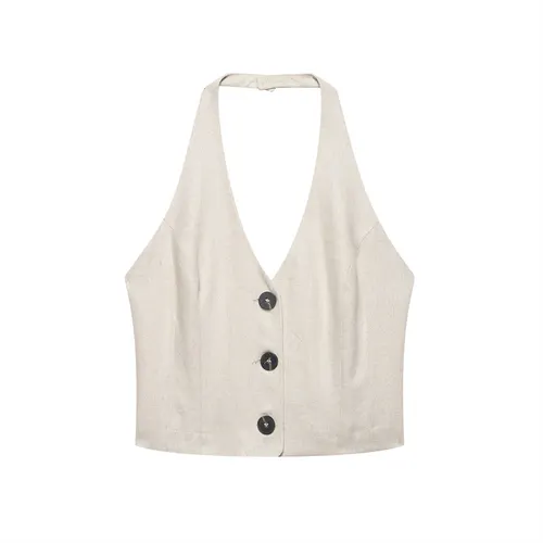 Linen Hanging Collar Top Midi Dress Top Xs - Shop at LoveMi