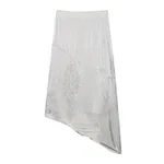 Solid Color Design Embroidered Asymmetric Skirt