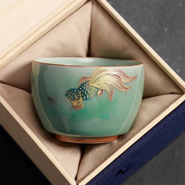 Men's And Women's Personal Tea Cup Ceramic Large Tea Bowl Tea Cup Goldfish Master Cup Gift Box - Shop at LoveMi