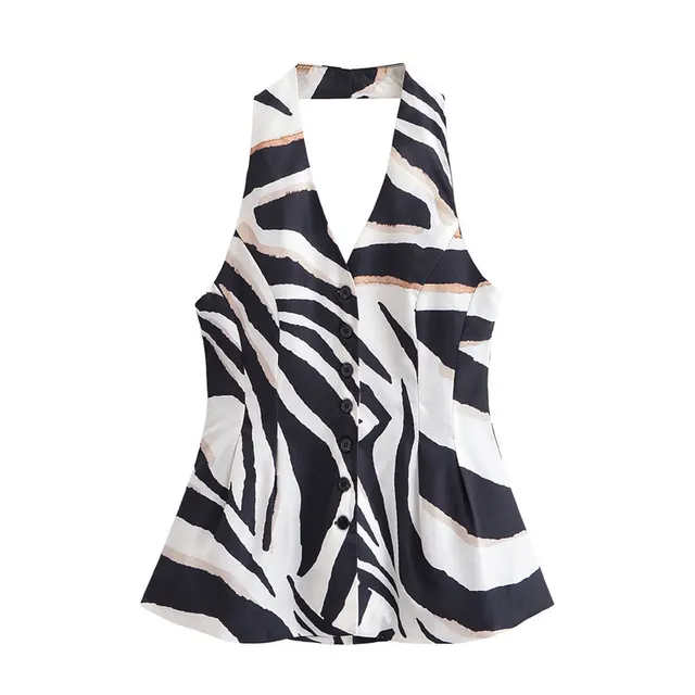 Zebra Pattern Blended Vest Casual Pants Top - Shop at LoveMi