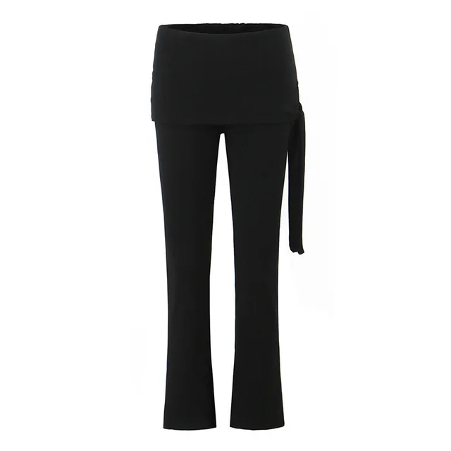 Sexy Camisole Lace Up Fake Two Pieces Culottes Black Pants - Shop at LoveMi
