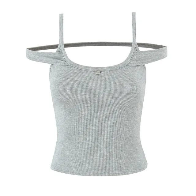 Sexy Camisole Lace Up Fake Two Pieces Culottes Gray Top - Shop at LoveMi