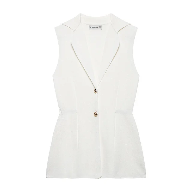 French Design Knitted Vest V neck White - Shop at LoveMi