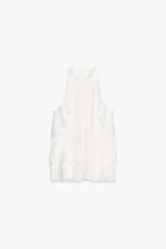 Laminated Decoration Hanging Collar Top - White