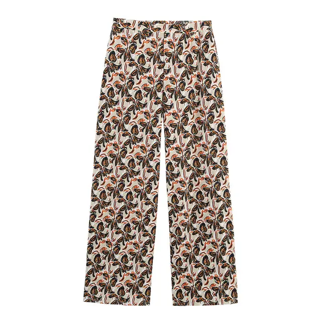 Printed Hanging Collar Top Loose Trousers Two piece Suit Pants - Shop at LoveMi