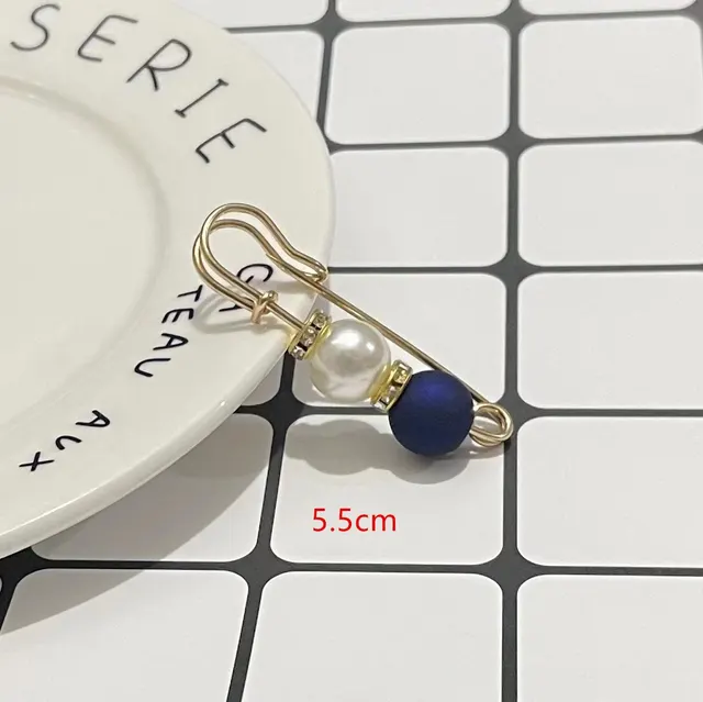 Fixed Waist Women's Pants Brooch Accessory 25 Pin White Plus Blue Beads - Shop at LoveMi