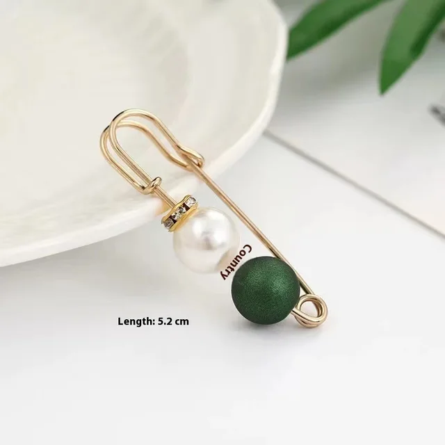Fixed Waist Women's Pants Brooch Accessory 6 Pin 2 Beads White And Green - Shop at LoveMi