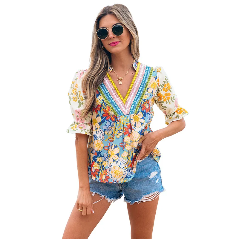 Chiffon Casual All-matching Printed Top For Women - Lc25129482P22