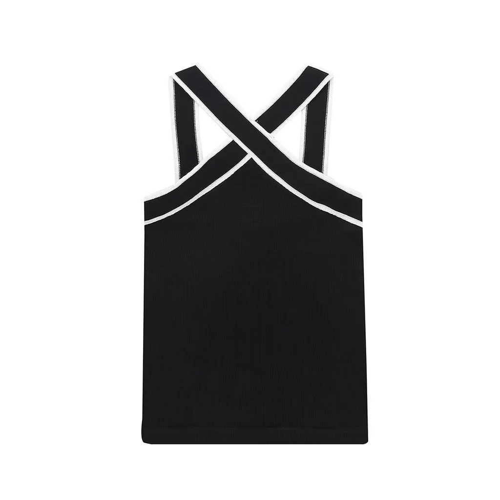 Personality Women's Collar Comfortable Sling Top - Black