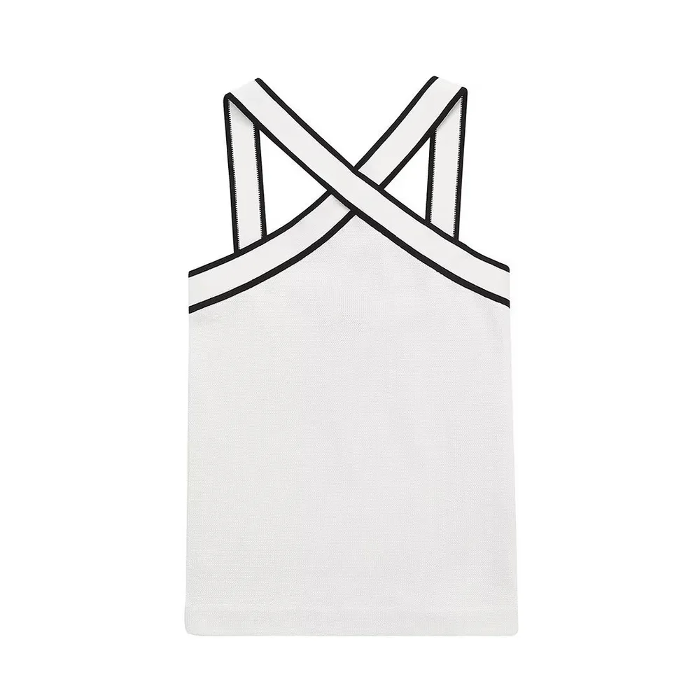 Personality Women's Collar Comfortable Sling Top - White