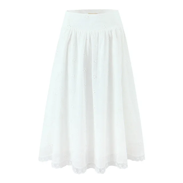 Sweet Embroidery Cutout Lace Stitching White Hollow out Suit Skirt - Shop at LoveMi