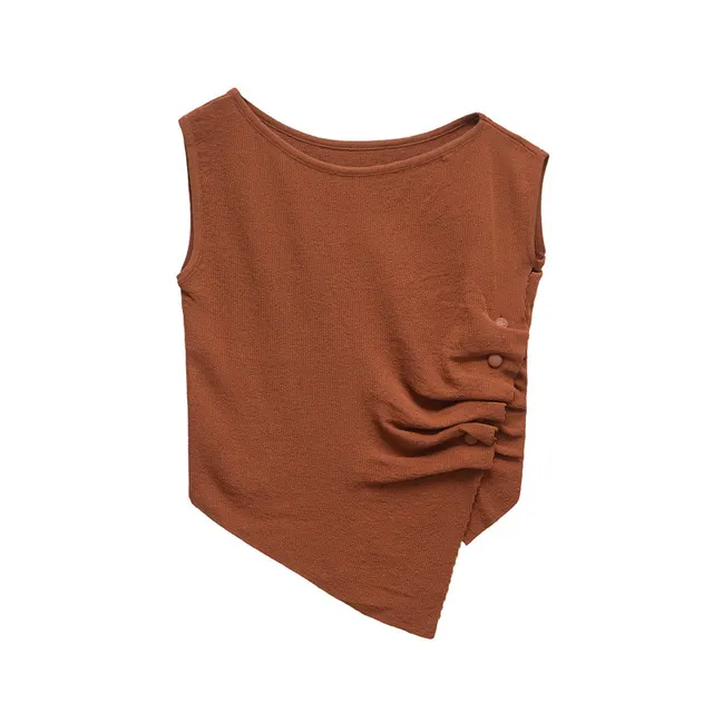 Classic Slim fit Sleeveless Asymmetric Sweater Chocolate - Shop at LoveMi