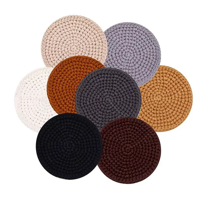 Hand woven Green Plant Coaster Series Material Package Eight Color - Shop at LoveMi