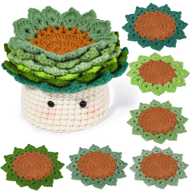 Hand woven Green Plant Coaster Series Material Package Potted - Shop at LoveMi