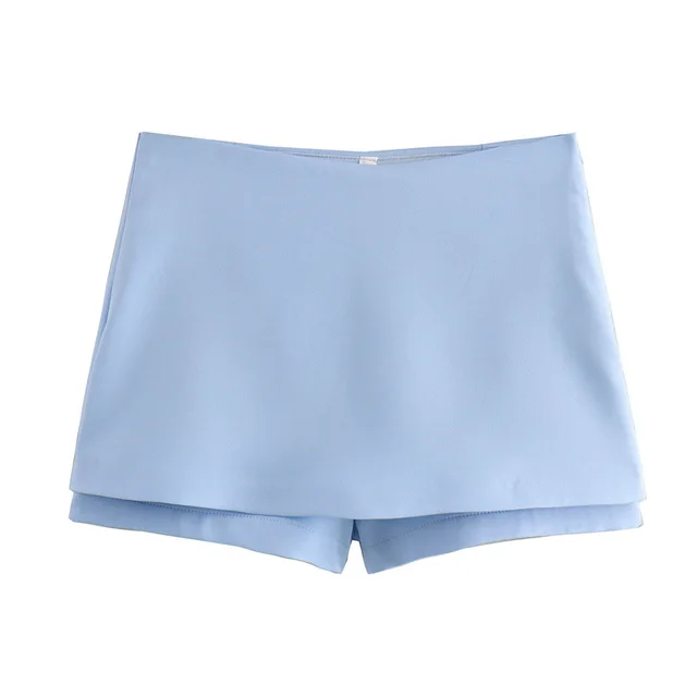 Sweet And Spicy Style Backless Slim Fit Shirt Hanging Collar Top Low Waist Skirt Pants Blue Culottes - Shop at LoveMi