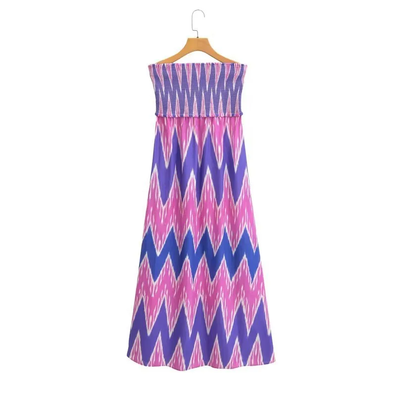 European And American Fashion Women's Wear Positioning Printing Tube Top Mid length Dress Color - Shop at LoveMi