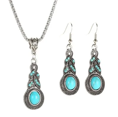 New Vintage Earrings Necklace Exquisite Fashion Necklace Bohemian Party Accessories Xl0667 - Shop at LoveMi