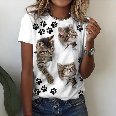 Animal Pattern Short Sleeve Round Neck T shirt Me13Rq250219Y013 - Shop at LoveMi
