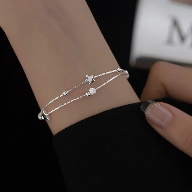 Double Circles Star Bracelet Cooperized Silver - Shop at LoveMi