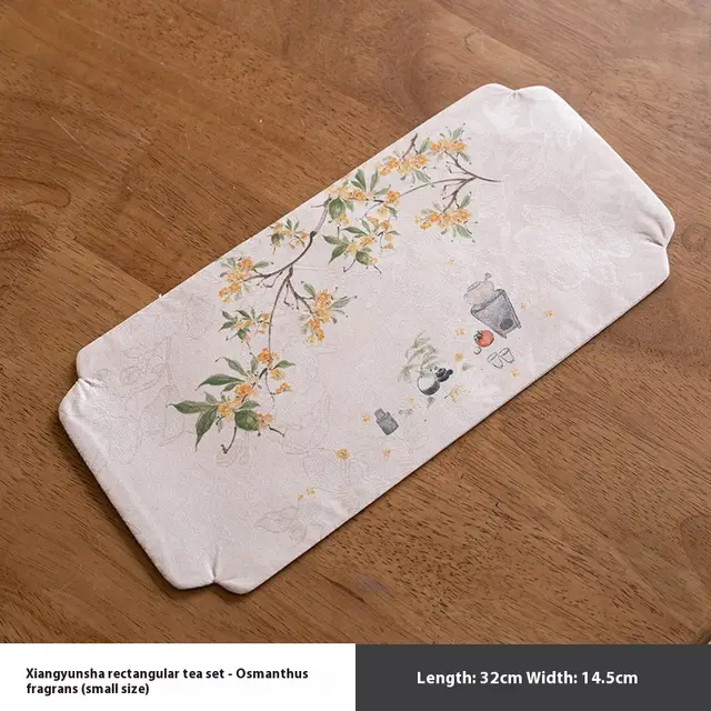 Cloud Yarn Osmanthus Small Size Tea Mat Waterproof Tea Cloth Tea Table Heat Proof Mat Small Rectangular - Shop at LoveMi