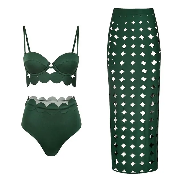 Laser Cut Fashion Swimwear Women's Suit 7072 Green Suit - Shop at LoveMi