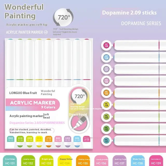 Direct Liquid Soft Head Acrylic Marker Pen 2Multicolor9 - Shop at LoveMi