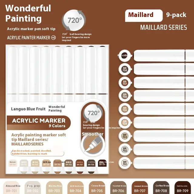 Direct Liquid Soft Head Acrylic Marker Pen Black Brown9 - Shop at LoveMi