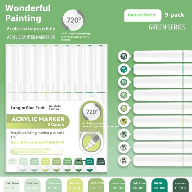 Direct Liquid Soft Head Acrylic Marker Pen Green9 - Shop at LoveMi