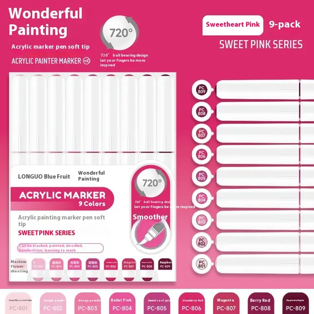 Direct Liquid Soft Head Acrylic Marker Pen Pink9 - Shop at LoveMi