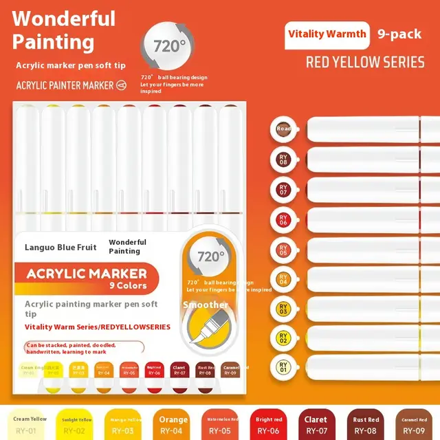 Direct Liquid Soft Head Acrylic Marker Pen Warmth9 - Shop at LoveMi