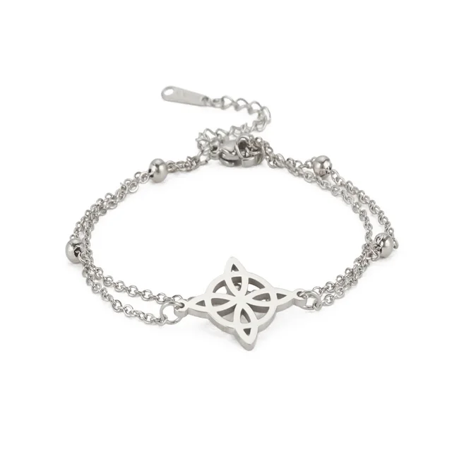 Fashion Double layer Stacked Stainless Steel Bracelet Bead Necklace Steel Color - Shop at LoveMi