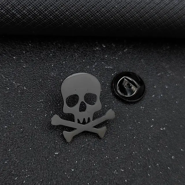 Funny Skull Dark Stainless Steel Hollow Brooch Black Single Pack - Shop at LoveMi