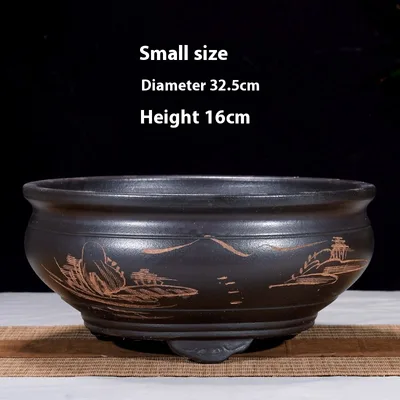Purple Sand Flower Pot Ceramic Pine Bonsai Garden Plant Pot Fish Tank Black Small Size - Shop at LoveMi