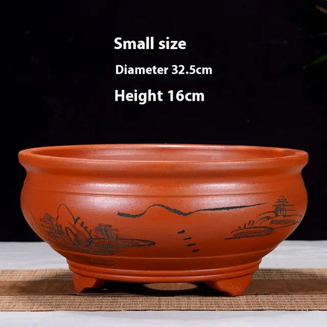 Purple Sand Flower Pot Ceramic Pine Bonsai Garden Plant Pot Fish Tank Red Small Size - Shop at LoveMi