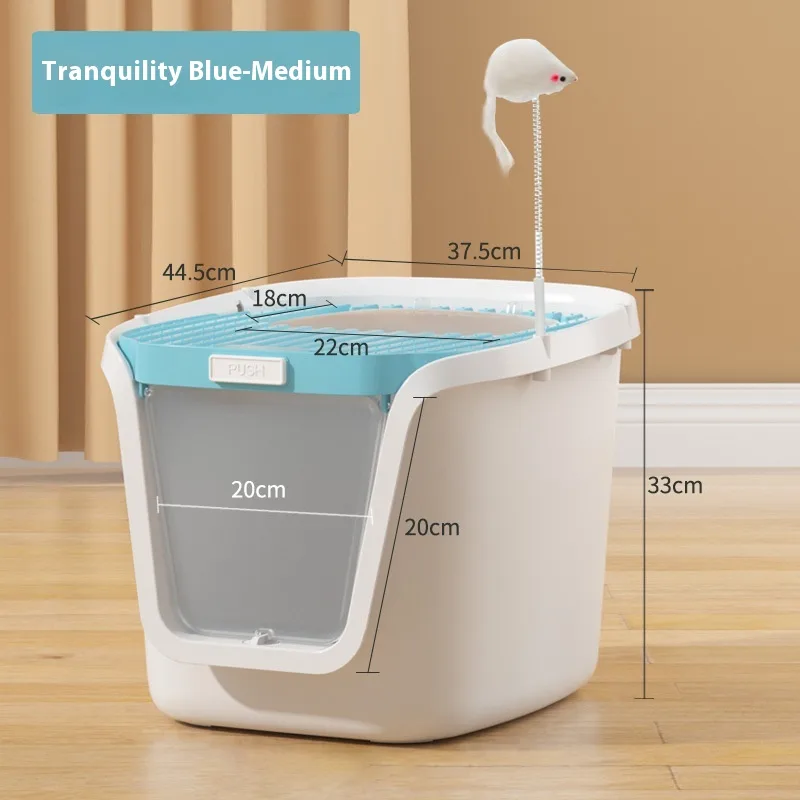 Fully Enclosed Deodorant Top in Extra Large Splash proof Cat Litter Basin Blue - Shop at LoveMi